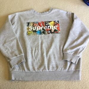 Supreme Gray Crewneck with Multicolor Sneaker Box Logo